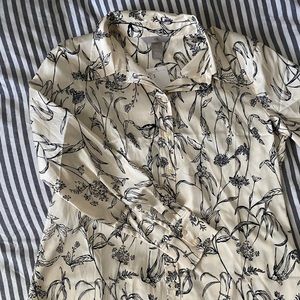 Cream Floral Button Down Top